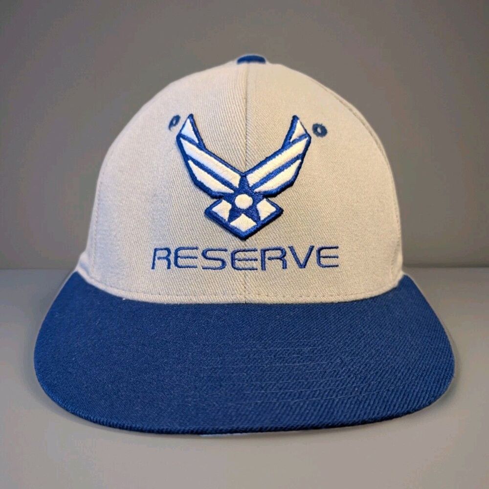 AIR FORCE RESERVE Fitted Baseball Cap Hat Blue/Gray Military Armed Forces Sz M/L